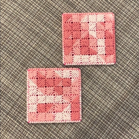 Pink/white square coasters - Picture 3 of 5